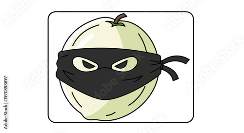 Guava Fruit Wearing a Bandit Mask with Glowing Eyes - Funny Concept