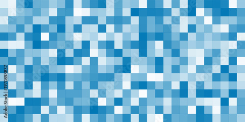 Pixel art swimming pool blue 8-bit mosaic tiles and water texture. Retro arcade aquatic arcade background. Minimalistic summer seamless pattern. vector illustration