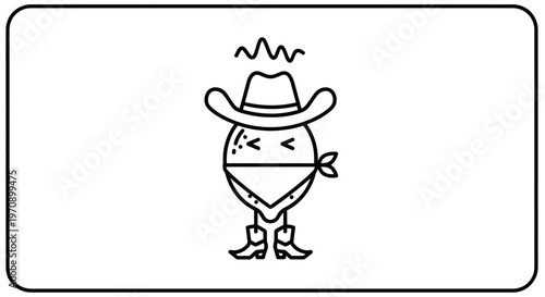 Funny Cartoon Cowboy Lemon Character Wearing Hat and Boots, Whimsical Food Illustration