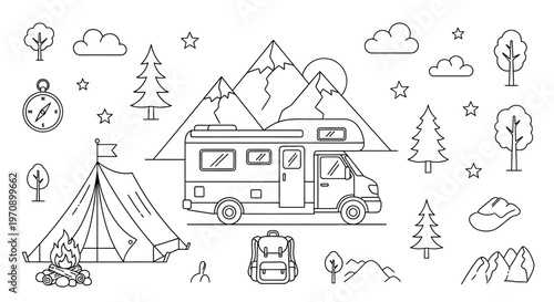 Camping Recreational Vehicle Park Setup.