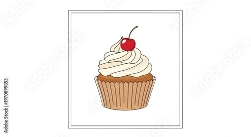 Delicious Vanilla Cupcake with Cherry Topping - Sweet Dessert Treat