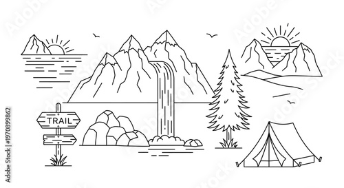 Camping Tent in Mountainous Terrain.