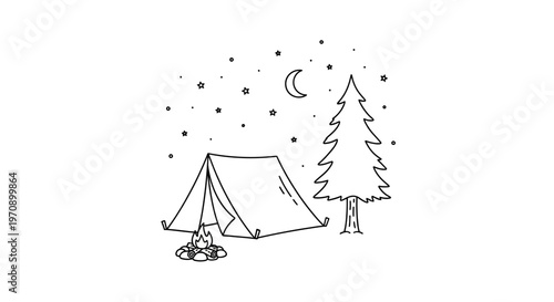 Camping Tent Under Starry Night Sky.