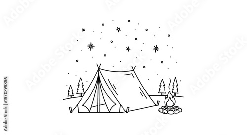 Camping Tent Under Starry Night Sky.