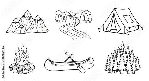 Canoe with Crossed Double Bladed Paddles.