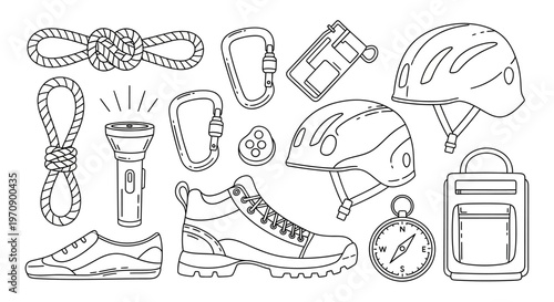 Climbing equipment and hiking gear accessories.