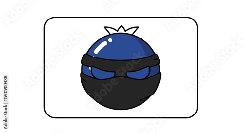 Cute Ninja Blueberry Character Mascot with Mask and Headband