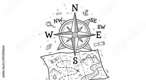 Compass Navigation Tool Direction Indicator.