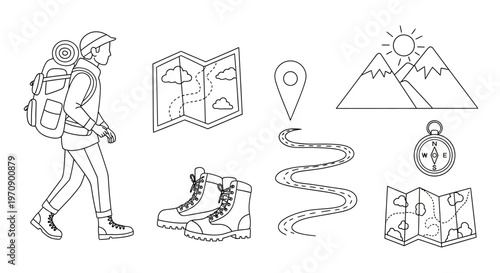 Hiker with backpack and hiking gear.