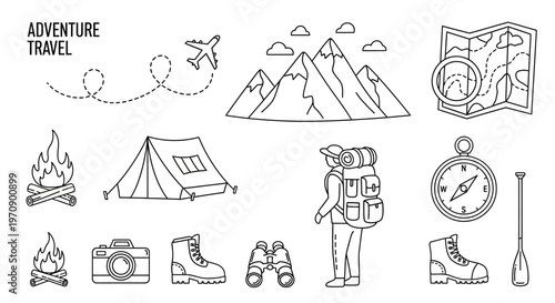 Hiker with backpack and camping gear.