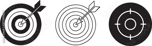 Collection of target and aim symbols with arrows and crosshairs on transparent background.
