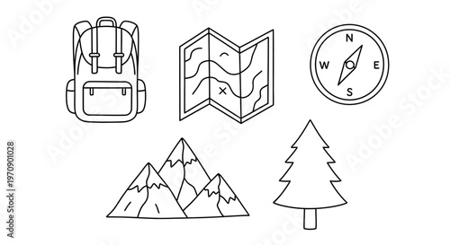 Hiking Backpack And Navigation Tools.