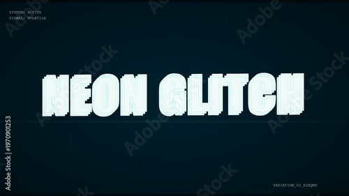 Glowing neon sign reads 'NEON GLITCH' on dark background