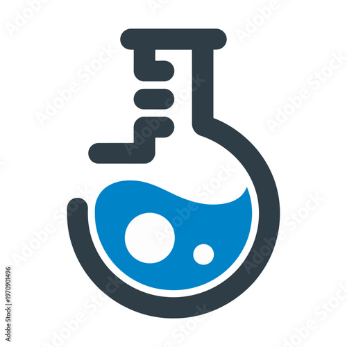 Vector of a laboratory test tube filled with blue liquid symbolizing science and research