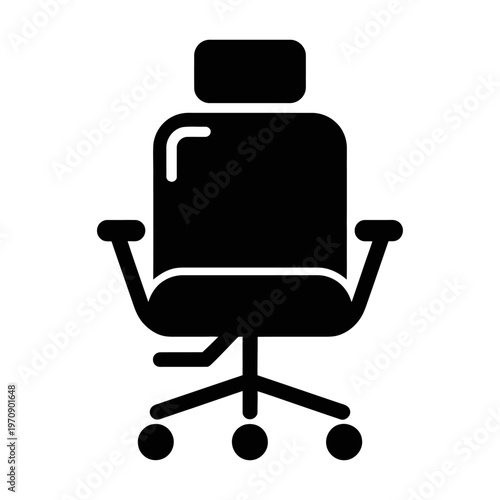 Modern ergonomic office chair with a sleek black design and a comfortable high backrest featuring a vector style illustration