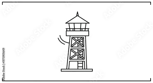 Vintage Lookout Tower Line Art Icon