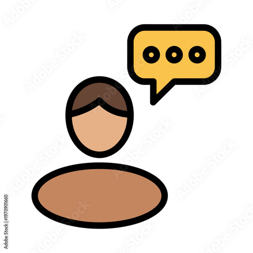Vector of a person engaging in a conversation through a speech bubble