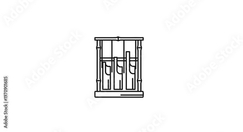 Vintage Scales of Justice, Weighing Balance, Symbol of Law and Fairness, Black and White Line Art