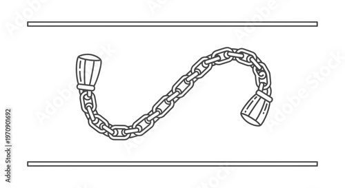 Vintage Toilet Flush Chain with Handles, Bathroom Fixture, Retro Style