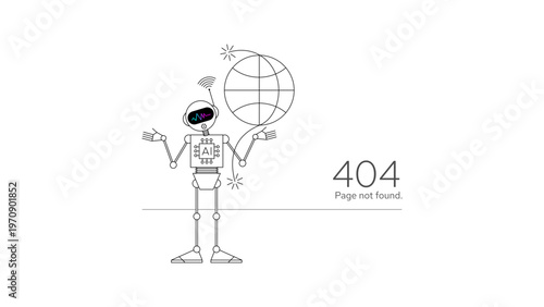 AI ​​robot reacts to broken globe with 404 error message, HTTP status code.