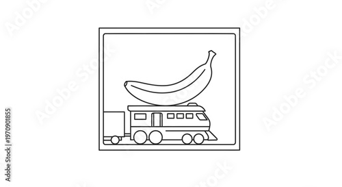 Whimsical Banana on Toy Train Illustration