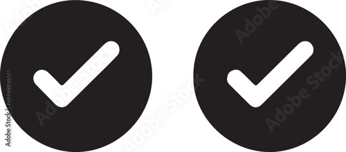 Check mark symbol sign in circle vector graphics.