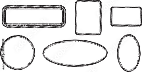 Rope frame border set different shapes vector graphics.