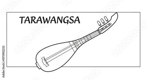 Tarawangsa Traditional Indonesian String Instrument Line Art Illustration