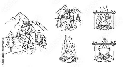 Man hiking with backpack outdoors.