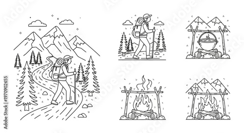 Man hiking in the mountains alone.