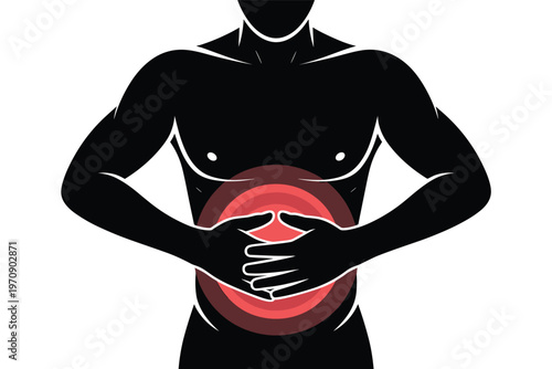 Person with Abdominal Pain Health Problem Concept
