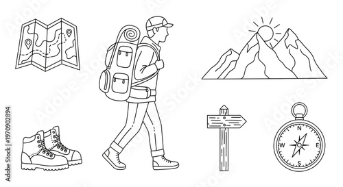 Man wearing hiking backpack outdoors.