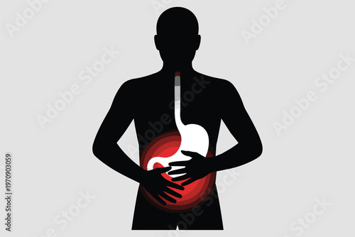 Human Silhouette Stomach Pain Digestive Health Concept