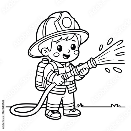 A boy is happily skating on the pavement with his skateboard isolated on white background, Vector