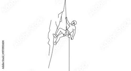 Person Rock Climbing Vertical Surface.