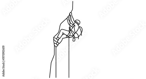 Person Rock Climbing Vertical Surface.