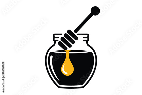 Honey Jar and Dipper Sweet Food Concept