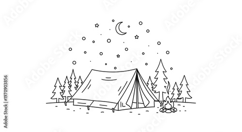 Tent under starry night sky camping.