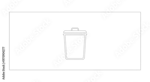 Simple Outline Icon of a Trash Can or Bin on a White Background