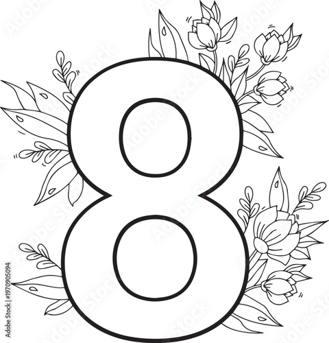 Beautiful Black color English number design 8