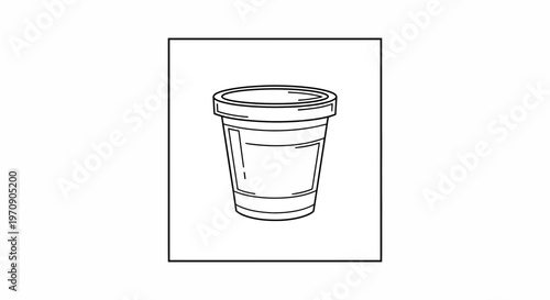 Simple Line Drawing of a Flower Pot Isolated on White Background