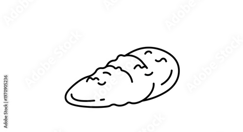 Simple Line Drawing of a Loaf of Bread on a White Background