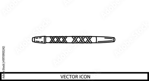 Simple Line Drawing of a Pen with Crosshatch Grip and Cap