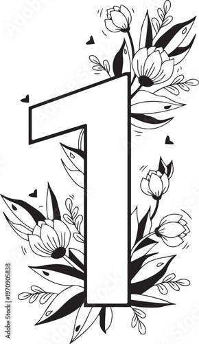 Black color number design and art numeral design 1