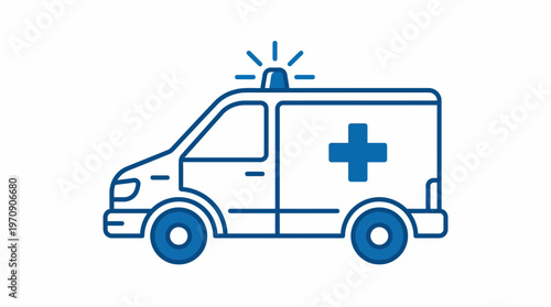 Ambulance vector icon with medical cross and emergency siren representing healthcare, hospital transport, urgent response, rescue services, safety, and medical assistance for design and catalog graphi