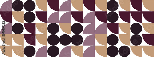 Shapes form an intricate arrangement with circles and semi circles in several colors on a light backdrop showcasing a modern design.