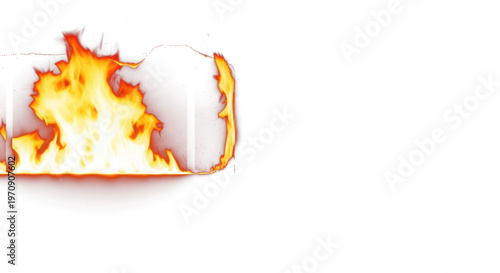 A vibrant orange film burn transitions into a dark background for a cinematic effect.