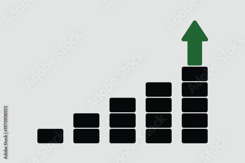 Upward Bar Chart Green Arrow Financial Growth Success Concept