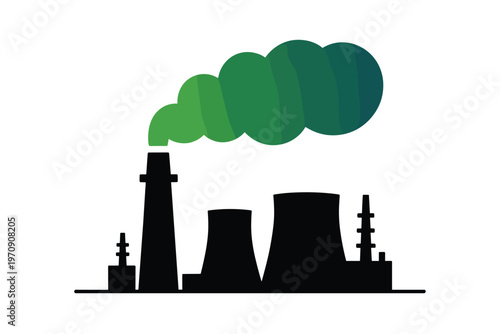 Factory Emitting Green Smoke Industrial Pollution Concept