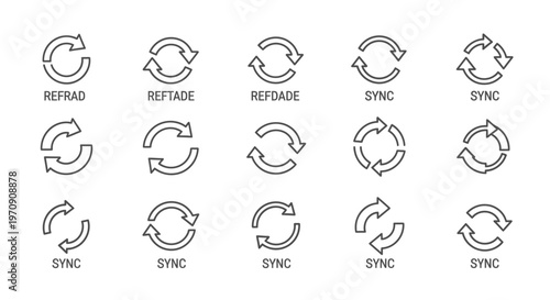 Refresh and Sync Icons Set with Grunge Texture